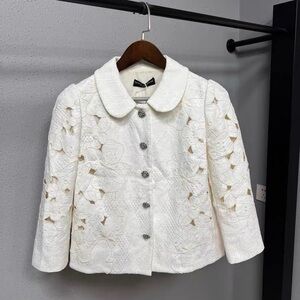 Authentic Dolce & Gabbana White Floral Cutout Blazer